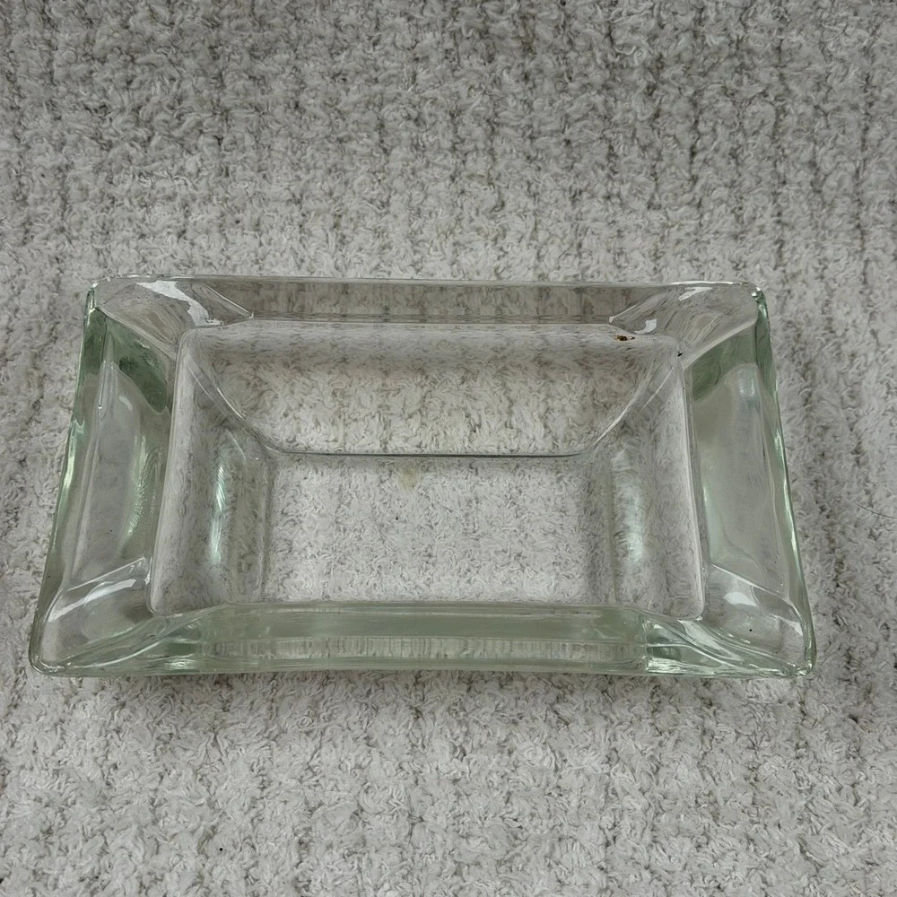 Clear Glass Ashtray Rectangular Dish Holder‎ Tray Vintage